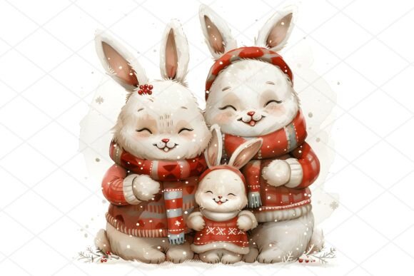 27 JPGs Christmas Bunny Illustrations Review