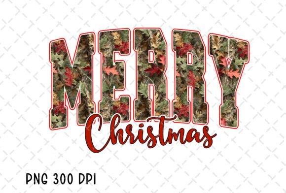 Camo Merry Christmas Varsity PNG: Bold Illustrations