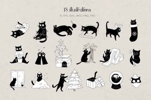 Christmas Cat Illustration Set Review