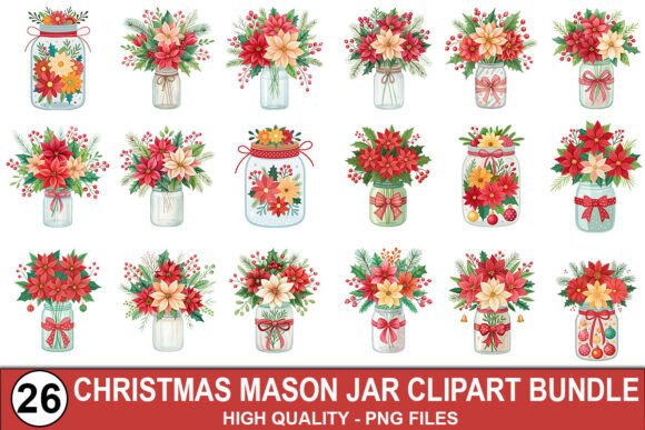 Christmas Flowers in Jar Clipart Bundle Review