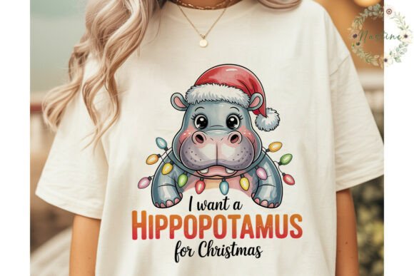 Christmas Hippo Lights PNG Clipart & Illustrations