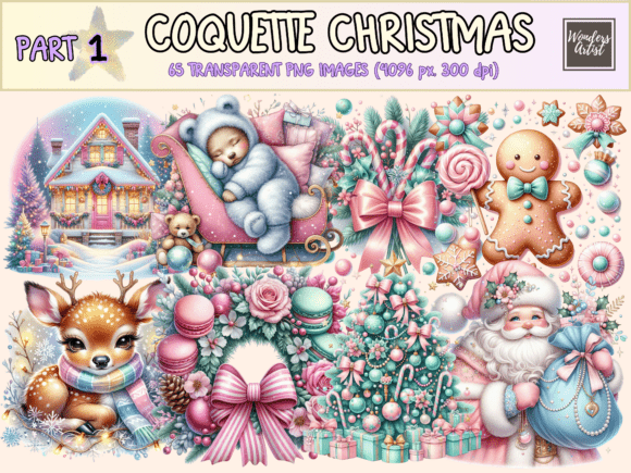 Coquette Christmas Clipart: Illustrations for Sellers