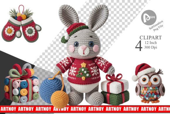 Crochet Christmas Clipart & Illustrations