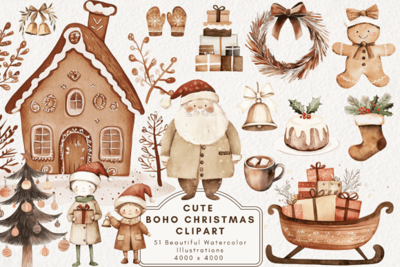 Cute Boho Christmas Clipart: A Crafter’s Review of These Illustrations