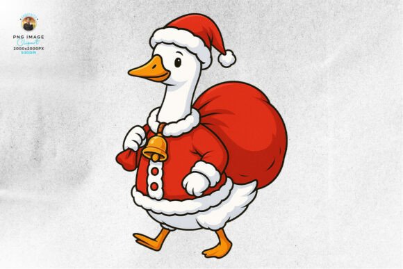 Cute Christmas Goose Clipart PNG Illustrations