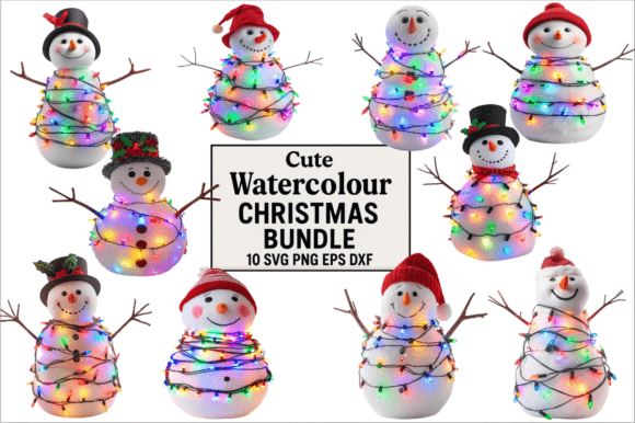 Cute Watercolour Christmas Bundle: Festive Illustrations