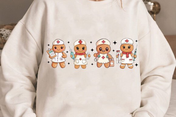 Gingerbread Nurse Christmas PNG Illustrations