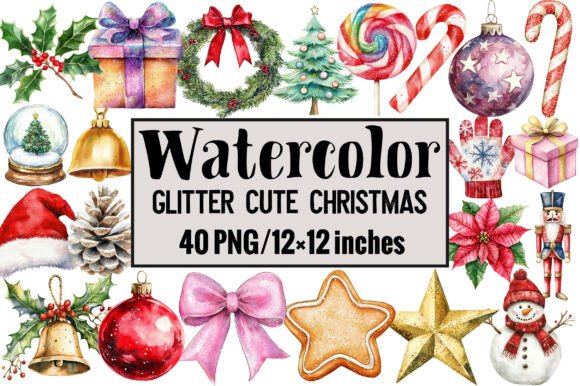 Glitter Cute Christmas Illustrations for Branding