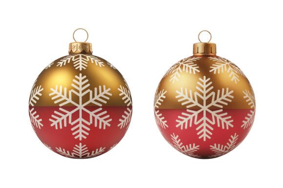 Gold and Red Christmas Ornament Balls Illustrations