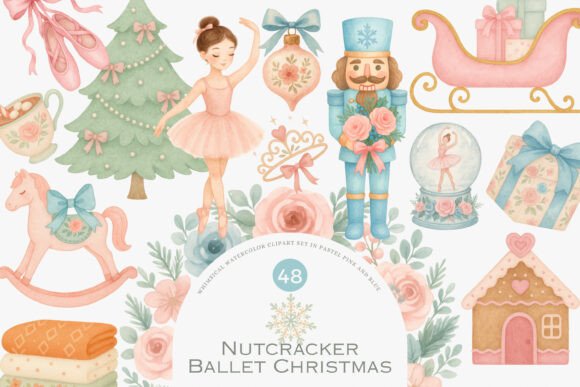 Nutcracker Ballet Christmas Clipart & Illustrations