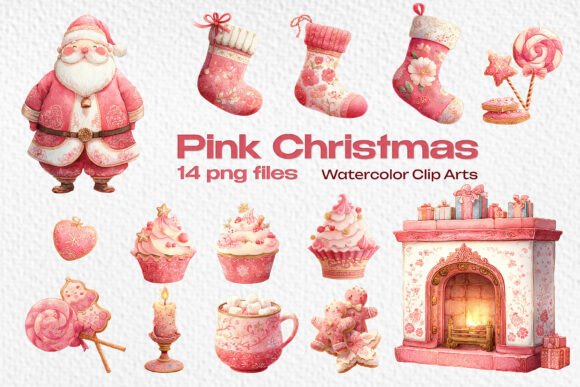 Pink Christmas Cliparts, Scrapbook Illustrations Review