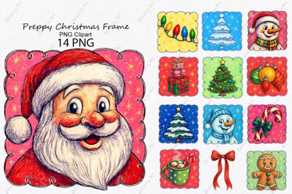 Preppy Christmas Frame PNG Clipart for Illustrations