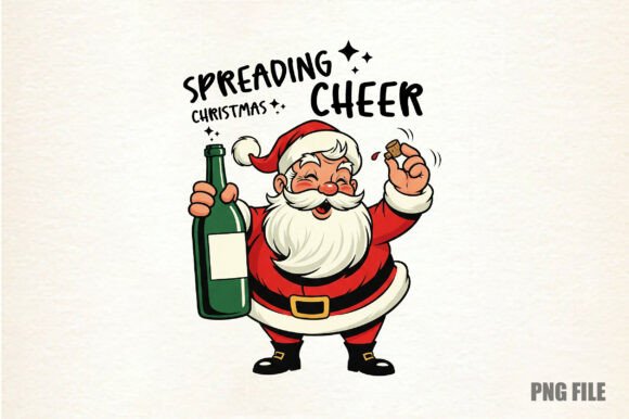 Retro Funny Santa Christmas PNG Illustrations