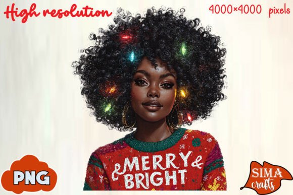 Review: Christmas Black Woman Merry Bright PNG Illustrations