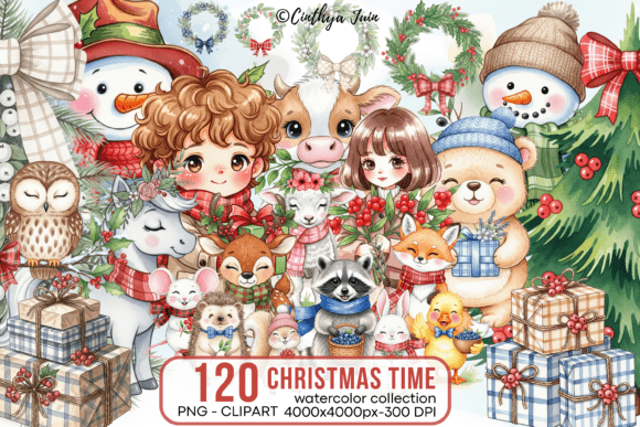 Reviewing Cute Watercolor Christmas Time Clipart for Stitching
