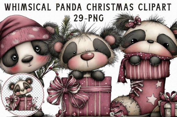 Reviewing Whimsical Panda Christmas Clipart for Stitching