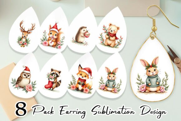 Watercolor Vintage Christmas Animals Illustrations