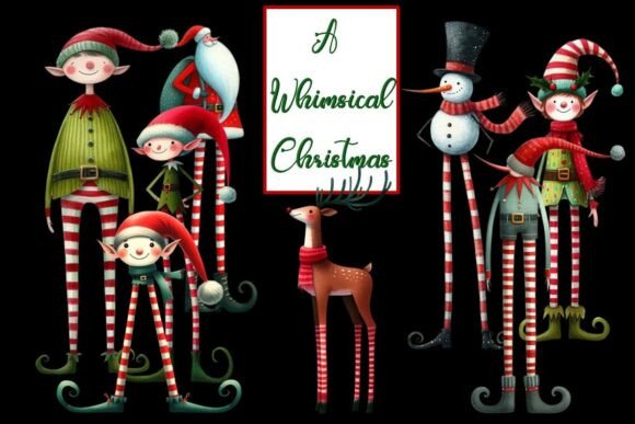 Whimsical Christmas Clipart: 35 PNG Illustrations