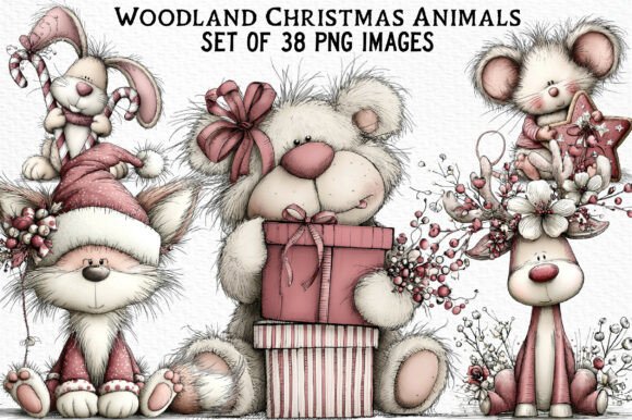 Whimsical Woodland Christmas Animals Illustrations